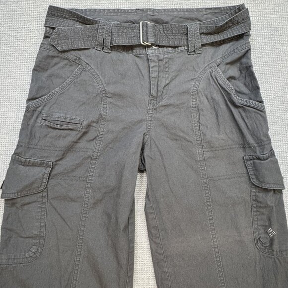 Columbia Womens Gray Cargo Capri Pants Size 4 Pockets Belted Double Button Waist - Picture 5 of 15